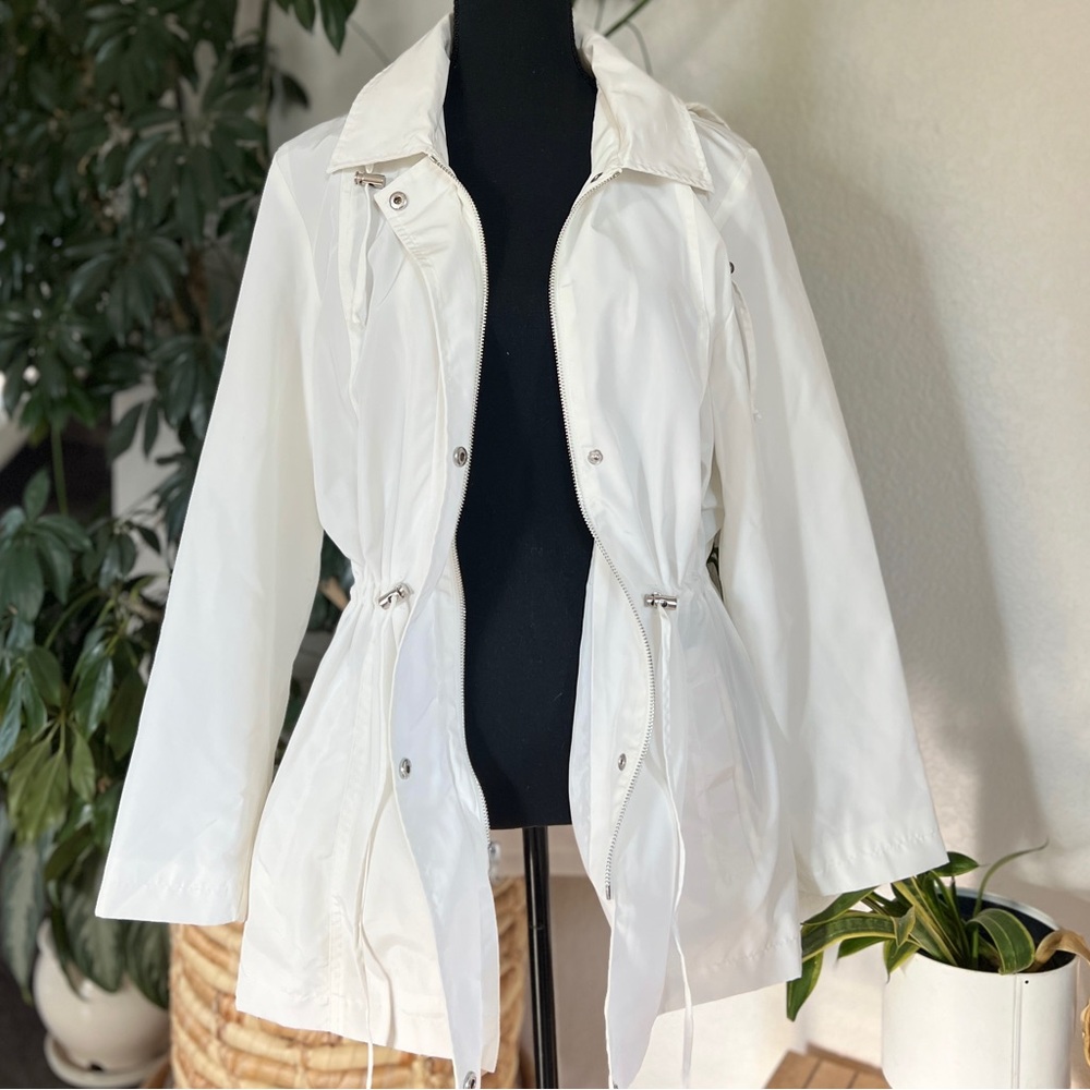 Blair White Trench Coat with Belted Waist